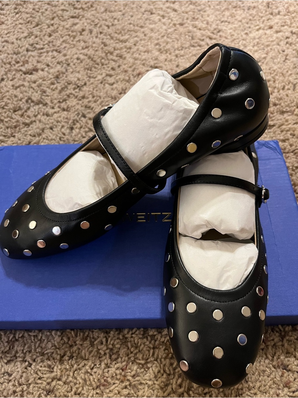 Stuart Weitzman Ballet Flats with Metallic Studs